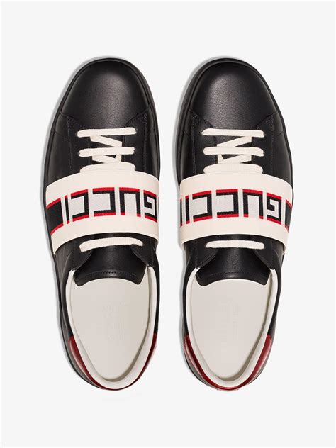 gucci stripe leather sneakers|black Gucci sneakers men's.